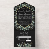 Eukalyptus Gold Frame Black Wedding mit UAWG All In One Einladung (Innen Boden)