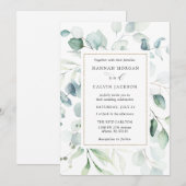 Eukalyptus Gold Frame Wedding Einladung (Vorne/Hinten)