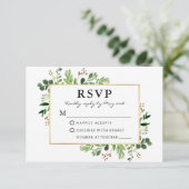 Eukalyptus Gold Frame Wedding RSVP Karte (Stehend Vorderseite)