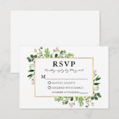 Eukalyptus Gold Frame Wedding RSVP Karte (Vorne/Hinten)