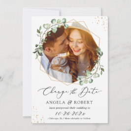 Eukalyptus Gold Geometric Ändern Sie die Datumskar Save The Date