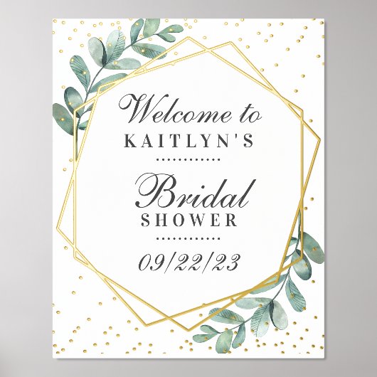 Eukalyptus Gold Geometric Brautparty Real Foliendrucke (Vorderseite)