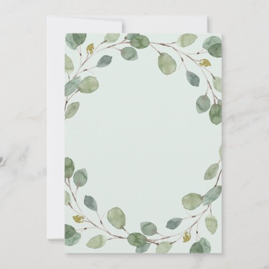 Eukalyptus Gold Geometric Bridal Brunch Einladung (Rückseite)