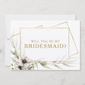 Eukalyptus Gold Geometric Bridesmaid-Vorschlagskar Einladung (Vorderseite)