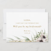 Eukalyptus Gold Geometric Bridesmaid-Vorschlagskar Einladung (Rückseite)