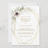 Eukalyptus Gold Geometric Brunch und Bubbly Einladung (Vorderseite)