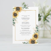 Eukalyptus Gold Geometric Floral Wedding Einladung (Stehend Vorderseite)