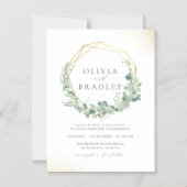 Eukalyptus Gold Geometric Frame Wedding Magneteinladung (Vorderseite)