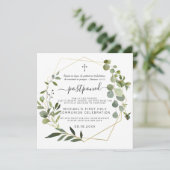 Eukalyptus Gold Geometric | Kommunion Einladung (Stehend Vorderseite)