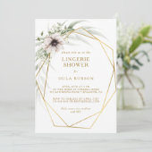Eukalyptus Gold Geometric Lingerie Dusche Einladung (Stehend Vorderseite)