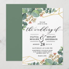 Eukalyptus Gold Geometric Shape Wedding Einladung
