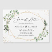 Eukalyptus Gold Geometric Speichern Sie das Datums Magnetkarte (Vorderseite)