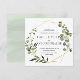 Eukalyptus Gold Geometric Wedding Einladung
