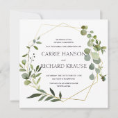 Eukalyptus Gold Geometric Wedding Einladung (Vorderseite)
