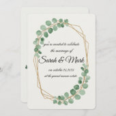 Eukalyptus Gold Geometric Wedding Einladung (Vorne/Hinten)