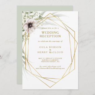 Eukalyptus Gold Geometric Wedding Reception Einladung