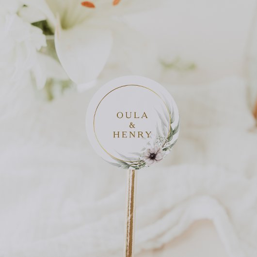 Eukalyptus Gold Geometric Wedding Umschlag Aufkleb Runder Aufkleber