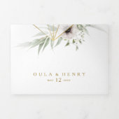 Eukalyptus Gold Geometric Wedric Dreifach Gefaltete Einladung (Cover)