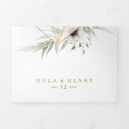 Eukalyptus Gold Geometric Wedric Dreifach Gefaltete Einladung