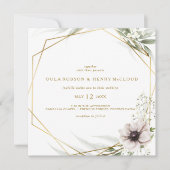 Eukalyptus Gold Geometrische Hochzeit Einladung (Vorderseite)