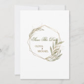 Eukalyptus Gold Geometrischer Rahmen Save the Date Einladung (Vorderseite)