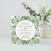 Eukalyptus-Gold-Glitzer-Brautparty Einladung (Stehend Vorderseite)