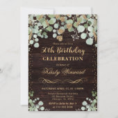 Eukalyptus Gold Glitzer Geburtstag Einladung (Vorderseite)