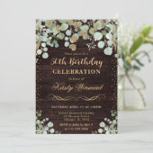 Eukalyptus Gold Glitzer Geburtstag Einladung (Stehend Vorderseite)