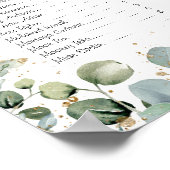 Eukalyptus Gold Glitzer - Green Wedding Charts Poster (Ecke)