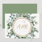 Eukalyptus Gold Glitzer - Grüne Hochzeit Dankeskarte (Vorne/Hinten)
