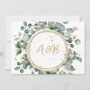 Eukalyptus Gold Glitzer - Grüne Hochzeit Dankeskarte