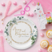 Eukalyptus Gold Glitzer - Grüne Hochzeitsplatte 2 Pappteller (Party)