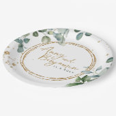 Eukalyptus Gold Glitzer - Grüne Hochzeitsplatte 2 Pappteller (Schrägansicht)