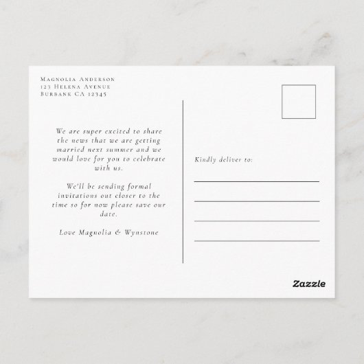 Eukalyptus-Gold-Glitzer-Hochzeit speichert das Dat Postkarte (Rückseite)