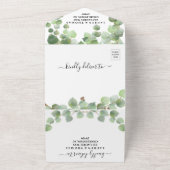 Eukalyptus Gold Glitzer Hochzeitseinladung All In One Einladung (Außenbereich)