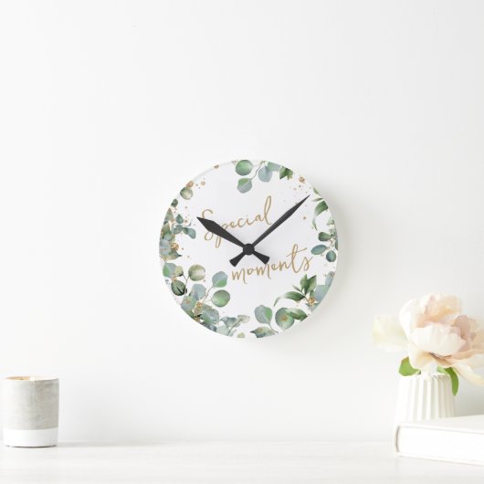 Eukalyptus gold Glitzer Uhr 2 (Zuhause)