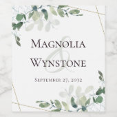 Eukalyptus Gold Glitzer Wedding Weinetikett (Einzelnes Label)