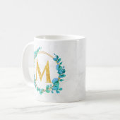 Eukalyptus Gold Greeneralize Monogram A-Z Kaffeetasse (Vorderseite Links)
