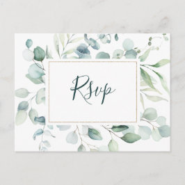 Eukalyptus Gold Greenerity Wedding RSVP Postkarte