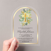 Eukalyptus Gold Greenery Arch Taufe Acryleinladungen (Insitu (Handheld))