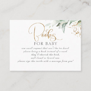 Eukalyptus Gold Greenery Baby Books Request Visitenkarte