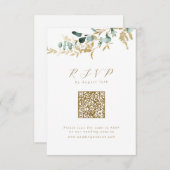 Eukalyptus gold greenery boho QR Code Hochzeit RSVP Karte (Vorne/Hinten)