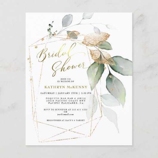 Eukalyptus Gold Greenery Brautparty (Vorderseite)