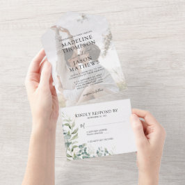 Eukalyptus Gold Greenery Foto Wedding All In One Einladung