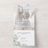 Eukalyptus Gold Greenery Foto Wedding All In One Einladung (Innen Boden)