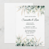 Eukalyptus-Gold-Grün-Hochzeit Einladung (Vorne/Hinten)