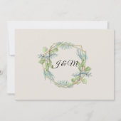 Eukalyptus Gold, Grüne n weiße Foliage Hochzeit Einladung (Rückseite)