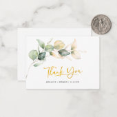 Eukalyptus Gold handgeschriebene Hochzeit Danke Mi Mitteilungskarte (Vorderseite/Rückseite Beispiel)