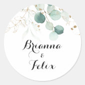 Eukalyptus-Gold-Hochzeiten-Umschlag Aufkleber (Vorderseite)
