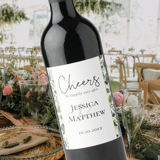 Eukalyptus Gold Hochzeitsreise Weinetikett